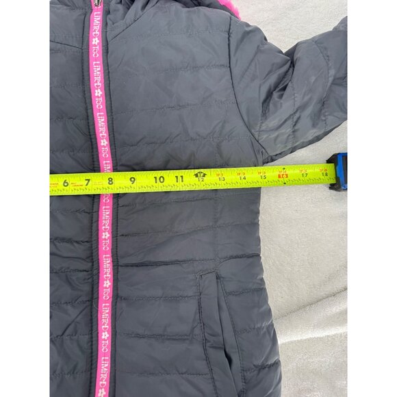 Limited too Girls Reversible Puffer Jacket With Hood & Pink Fuzzy Lining Size8 - Picture 3 of 8